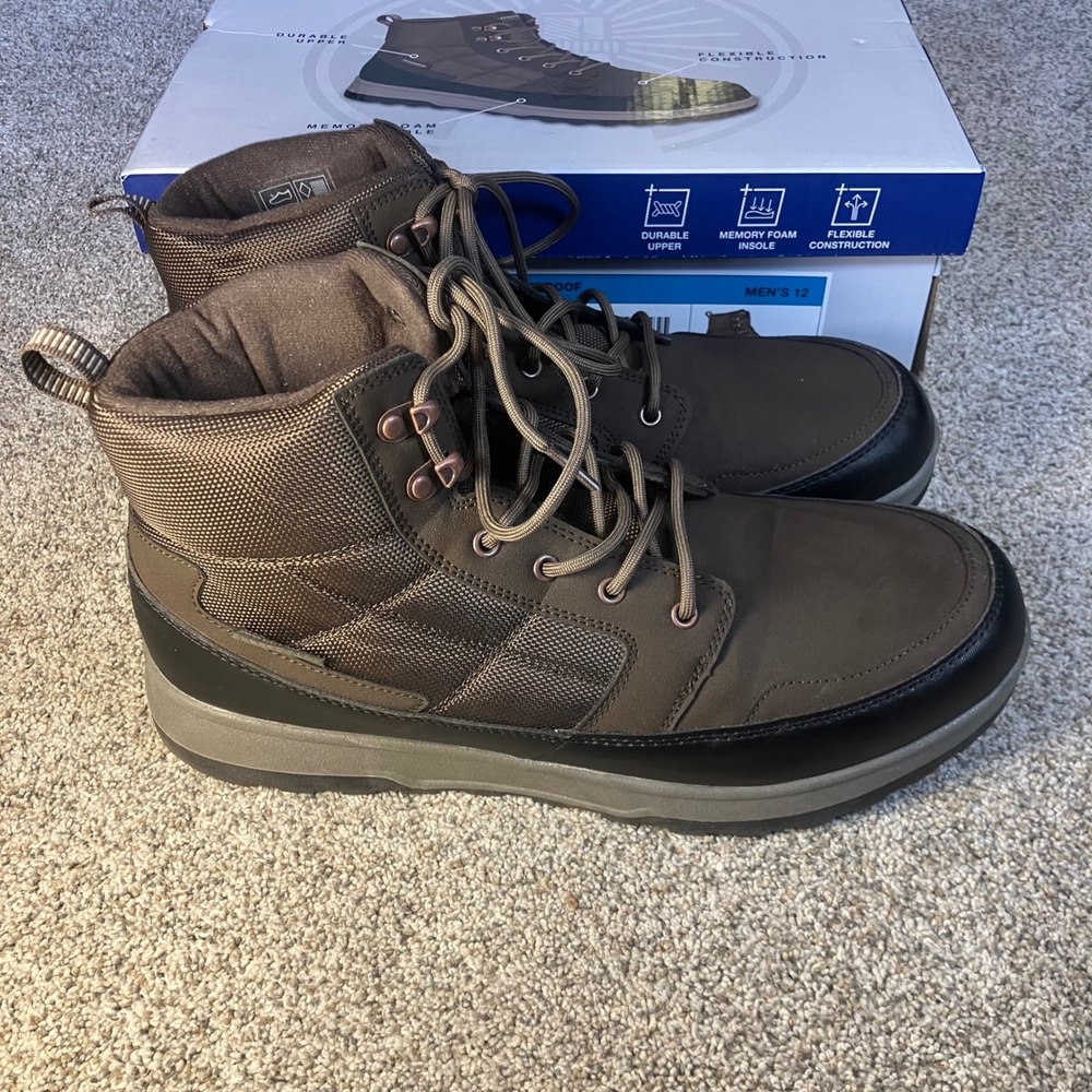 Weatherproof Jenkins Mens 12 Brown Lace‎ Up Memory Foam Hiking Boots NEW IN BOX